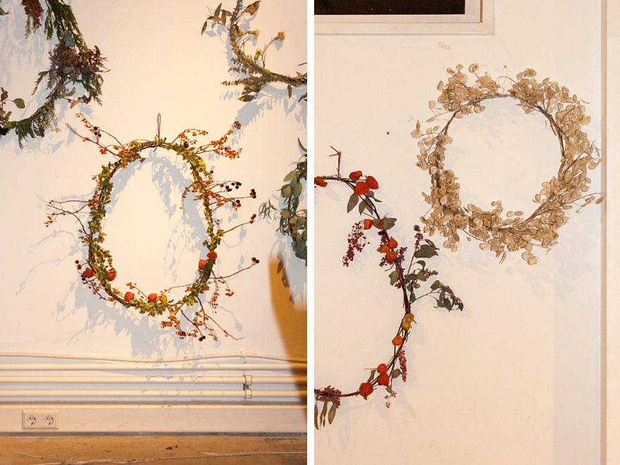 Wreaths made from dried flowers